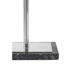 Nickel Floor Lamp with Black Shade and Stone Base