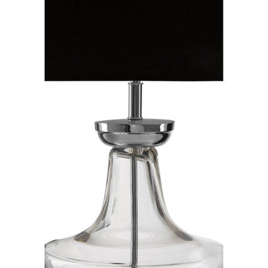 Clear Glass Base Table Lamp with Black Fabric Shade