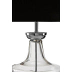 Clear Glass Base Table Lamp with Black Fabric Shade
