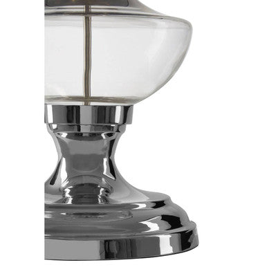 Clear Glass Base Table Lamp with Black Fabric Shade