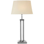 Nickel Dual Rod Table Lamp with White Fabric Shade