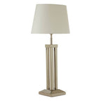 Nickel Dual Rod Table Lamp with White Fabric Shade