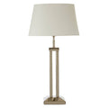 Nickel Dual Rod Table Lamp with White Fabric Shade