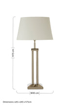 Nickel Dual Rod Table Lamp with White Fabric Shade