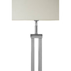 Nickel Dual Rod Table Lamp with White Fabric Shade