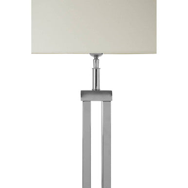 Nickel Dual Rod Table Lamp with White Fabric Shade