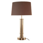Nickel Tubular Base Table Lamp with Grey Shade