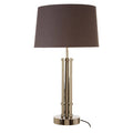 Nickel Tubular Base Table Lamp with Grey Shade