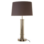 Nickel Tubular Base Table Lamp with Grey Shade