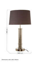 Nickel Tubular Base Table Lamp with Grey Shade