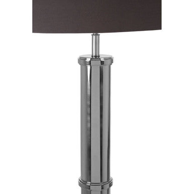 Nickel Tubular Base Table Lamp with Grey Shade