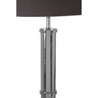 Nickel Tubular Base Table Lamp with Grey Shade