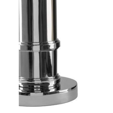 Nickel Tubular Base Table Lamp with Grey Shade
