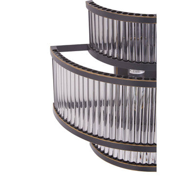 3-Tier Black Finish Glass Wall Light