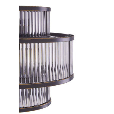 3-Tier Black Finish Glass Wall Light