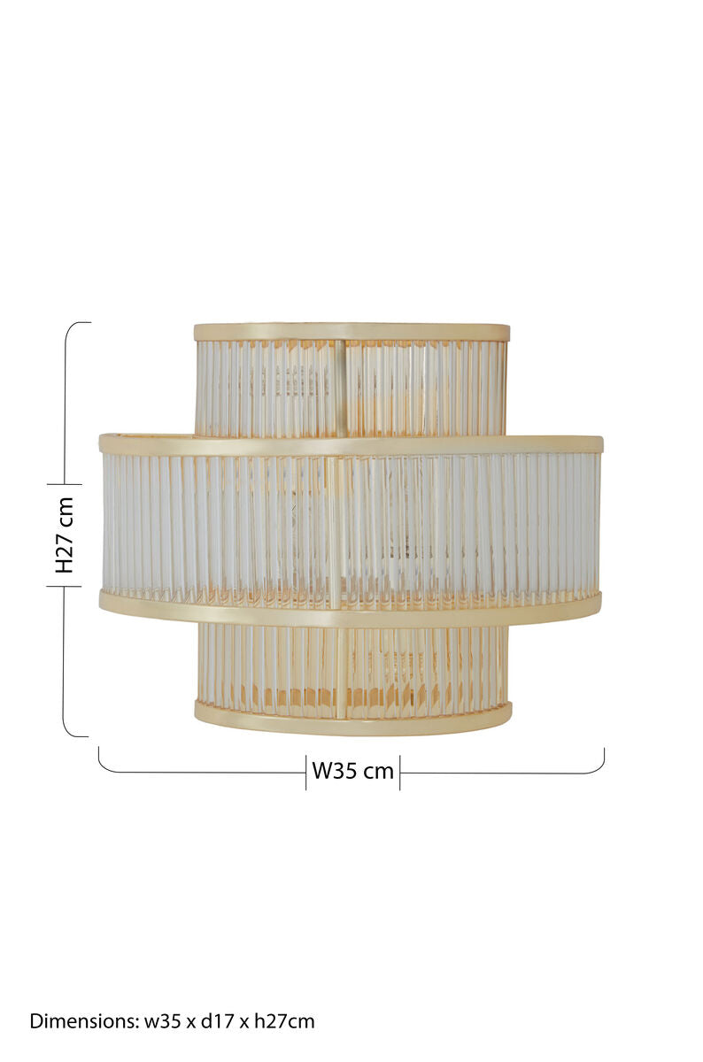 3-Tier Glass Wall Light with Warm Metallic Iron Frame