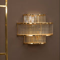 3-Tier Glass Wall Light with Warm Metallic Iron Frame