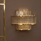 3-Tier Glass Wall Light with Warm Metallic Iron Frame