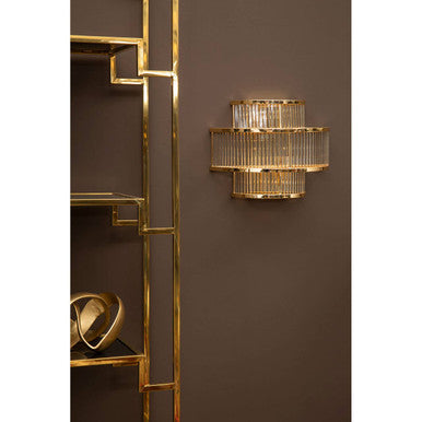 3-Tier Glass Wall Light with Warm Metallic Iron Frame