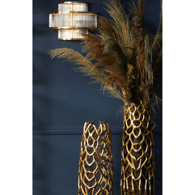 3-Tier Glass Wall Light with Warm Metallic Iron Frame