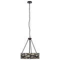 Bronze Branch Pattern Art Glass Pendant Light