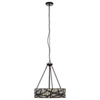 Bronze Branch Pattern Art Glass Pendant Light