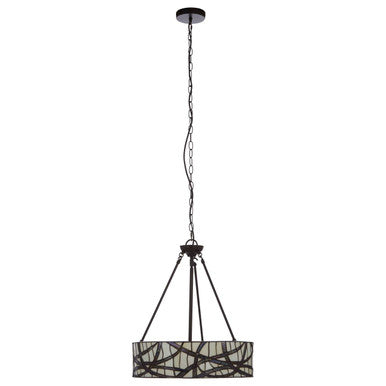 Bronze Branch Pattern Art Glass Pendant Light