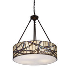 Bronze Branch Pattern Art Glass Pendant Light