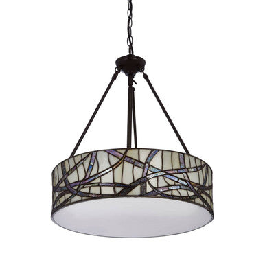 Bronze Branch Pattern Art Glass Pendant Light
