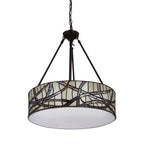 Bronze Branch Pattern Art Glass Pendant Light