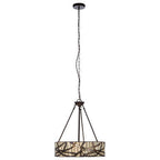 Bronze Branch Pattern Art Glass Pendant Light