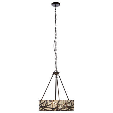 Bronze Branch Pattern Art Glass Pendant Light
