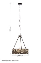 Bronze Branch Pattern Art Glass Pendant Light
