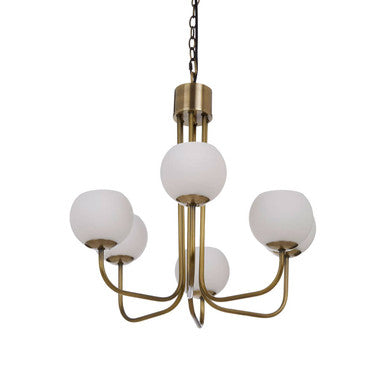 Silver Iron 6-Arm Chandelier with Clear Glass Shades