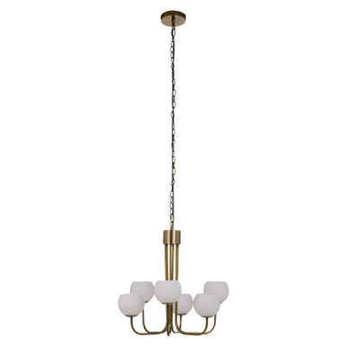 Silver Iron 6-Arm Chandelier with Clear Glass Shades