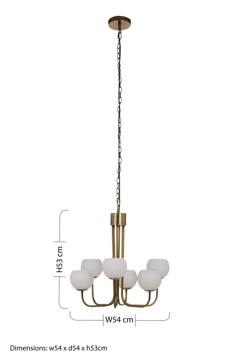 Silver Iron 6-Arm Chandelier with Clear Glass Shades