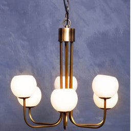 Silver Iron 6-Arm Chandelier with Clear Glass Shades
