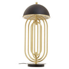 Black Open-Frame Table Lamp with Gold Swivel Joint
