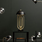 Black Open-Frame Table Lamp with Gold Swivel Joint