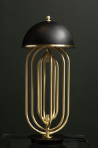 Black Open-Frame Table Lamp with Gold Swivel Joint