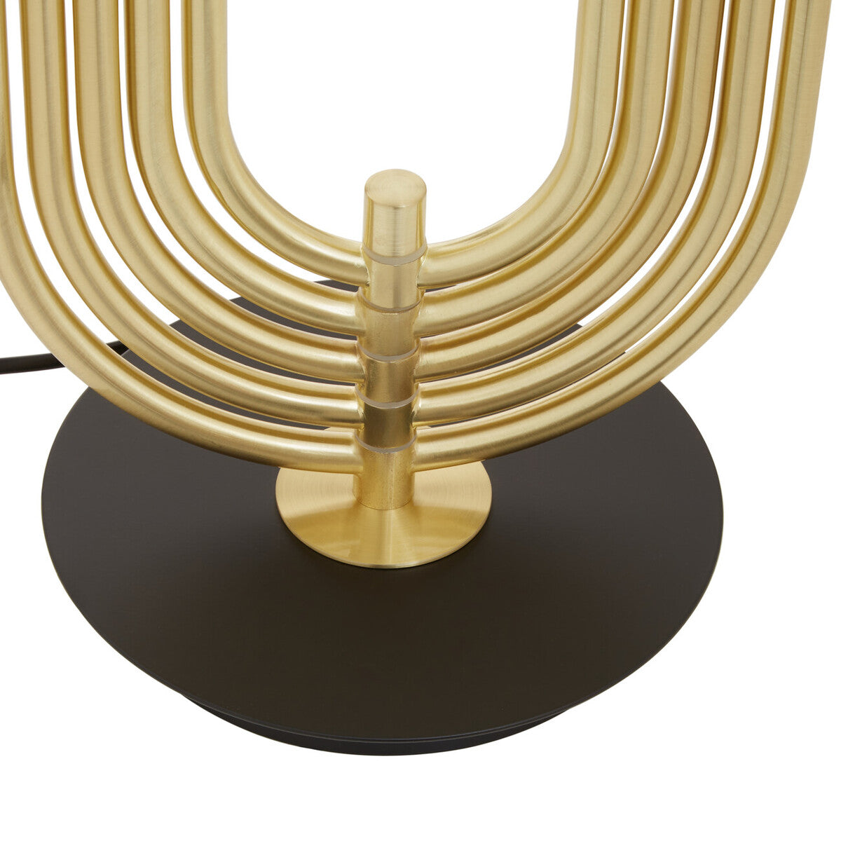 Black Open-Frame Table Lamp with Gold Swivel Joint