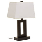 Black Cut-Out Metal Table Lamp with Tapered White Shade