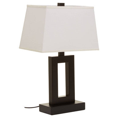 Black Cut-Out Metal Table Lamp with Tapered White Shade