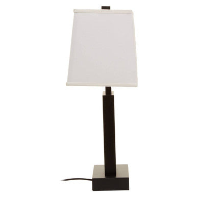 Black Cut-Out Metal Table Lamp with Tapered White Shade