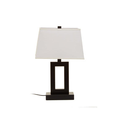 Black Cut-Out Metal Table Lamp with Tapered White Shade