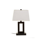 Black Cut-Out Metal Table Lamp with Tapered White Shade