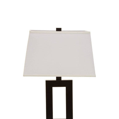 Black Cut-Out Metal Table Lamp with Tapered White Shade