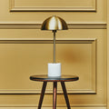 Gold Dome Table Lamp with White Marble Cylinder Base