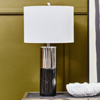Black Marble and Chrome Table Lamp