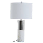 Marble Base Table Lamp with Ivory Shade